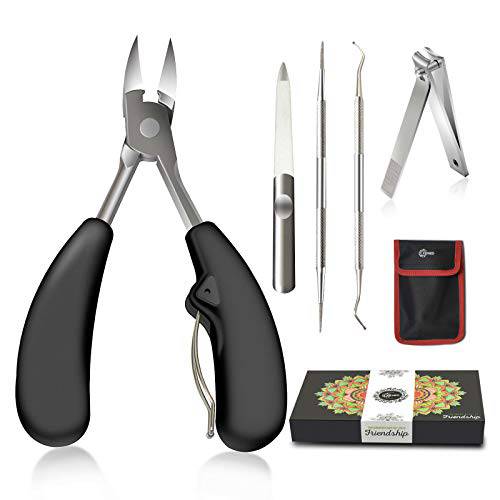 Professional Stainless Steel Ingrown Toenail Removal Kit with Nail Nippers - Podiatrist Toenail Clippers for Thick Nails for Seniors - Heavy Duty Nail Clippers for Thick Nails