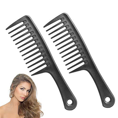 Wide Tooth Comb Hair Combs: 2Pcs Wide Tooth Comb for Curly Hair ,Black Hair,Thick Hair,Fine Hair,Wet Hair,Plastic Long Large Wide Tooth Comb for Shower Detangler ,Hair Combs for Women(Black)
