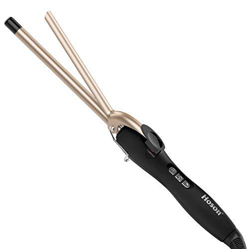 Curling Iron 1/2 Inch, Small Curling Wand for Long & Short Hair, Ceramic Barrel Hair Curler Include Glove(Golden)