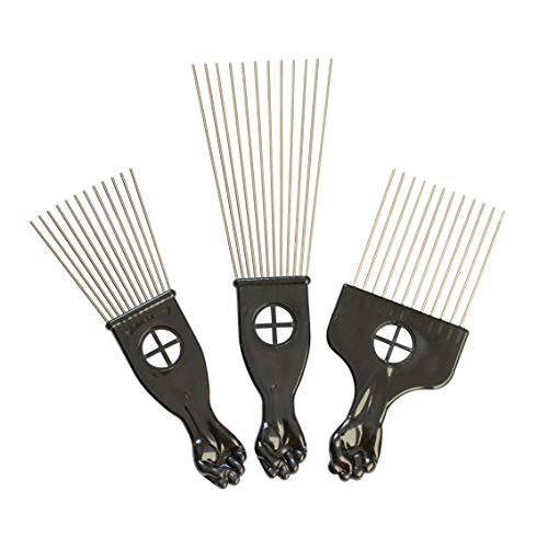 3 Pcs Metal Hair Pick Combs Afro Pick Comb Wide Tooth Hair Pick Comb Salon Using for Hairdressing Styling Tool