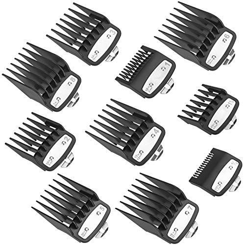 Clipper Guards Cutting Guides for Wahl with Metal Clip 37-500 – /8” to ”– Fits All Full Size Wahl Clippers (Black-Pack of 10)