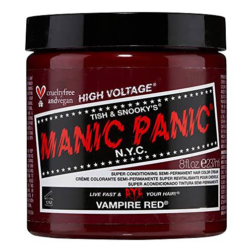 MANIC PANIC Vampire Red Hair Dye - Classic High Voltage - Semi Permanent Deep, Blood Red Hair Color - Vegan, PPD And Ammonia Free (8oz)