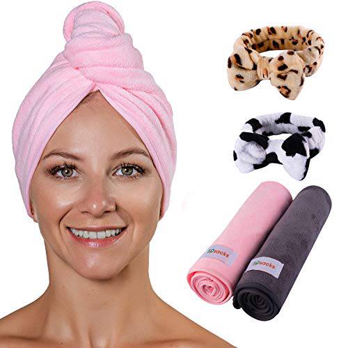 Microfiber Hair Towel Wrap for-Curly Hair and Thick Long Wavy Hair, Set of 2 Quick Hair Drying Towel, Hair Wrap Towel for Women and Men