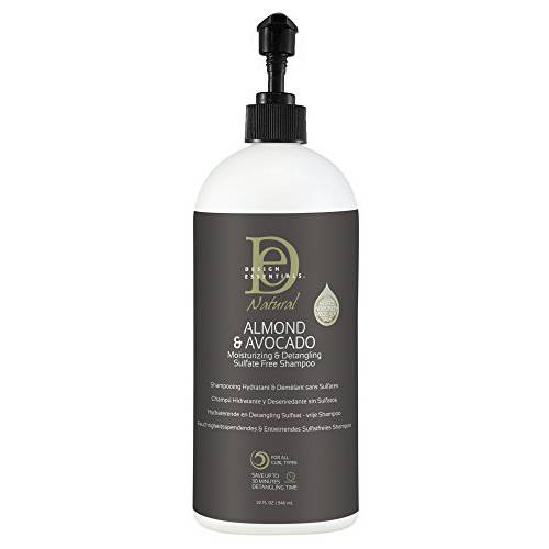 Design Essentials Moisturizing and Detangling Sulfate Free Shampoo, Almond and Avocado Collection, 32 Ounces