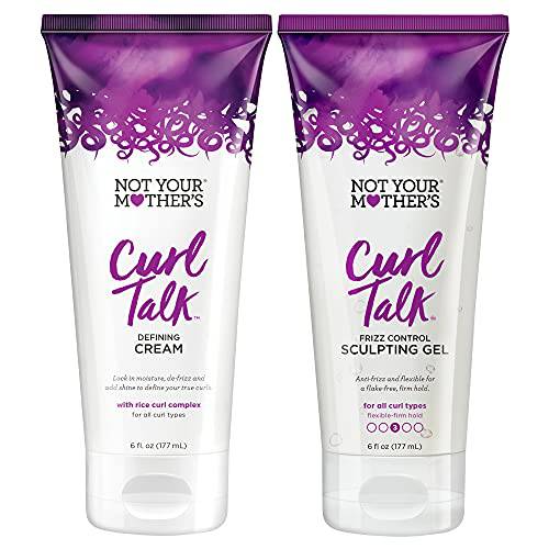 Not Your Mother’s Curl Talk Frizz Control Sculpting Gel and Defining Cream (2-Pack) - Formulated with Rice Curl Complex - For All Curly Hair Types (6oz, 2-Pack)