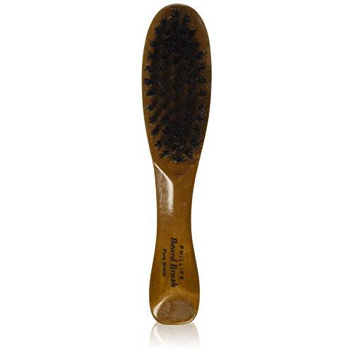 Phillips Brush Co Boar Bristle Beard Brush - Compact, Lightweight, Wooden Men’s Grooming Tool for Facial Hair