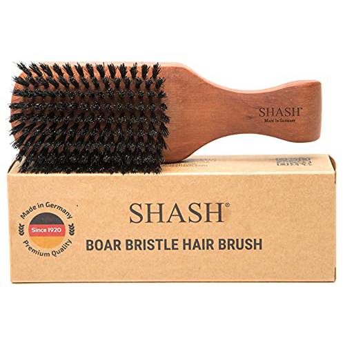 Made in Germany - SHASH The Go-To 100% Boar Bristle Hair Brush for Men Suitable For Thin To Normal Hair, Firm, Naturally Conditions Hair, Improves Texture, Exfoliates and Stimulates the Scalp, Made in Germany