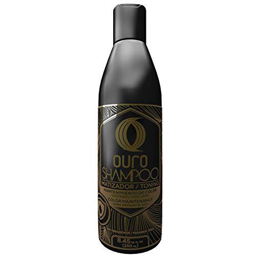 Ouro Black Toning Shampoo for dark brown to black hair 8.45 oz