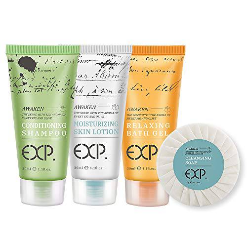 OPPEAL EXP Series| 200 PK 1 oz Hotel Size Amenities Bulk | 50 Sets Each Contains Shampoo & Conditioner 2 in 1, Body Wash, Body Lotion and Soap Bar | Ideal Size for Hotel/AirBnB/VRBO/Vacation Rental