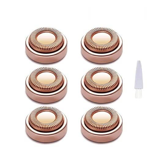 Facial Hair Remover Replacement Heads, 6 Pcs Suitable for Most Electric epilators 18K Gold-Plated Rose Gold