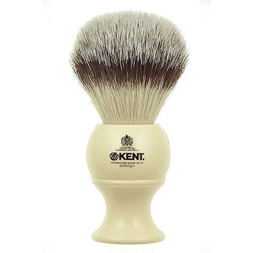 Kent Infinity Plus Shaving Brush with Ultra-Soft Silvertext Synthetic Badger Brush - Perfect Lather and Shaving Brush made for Shave Cream and Shaving Soap - Kent Luxury Shaving Since 1777