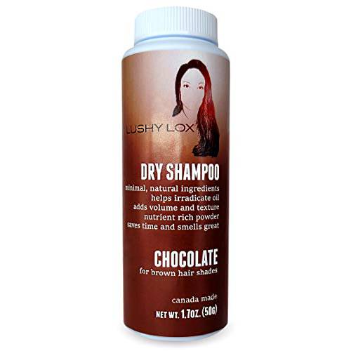 Lushy Lox Dry Shampoo Powder for Brown or Brunette Hair Shades - All Natural Ingredients 1.7 oz