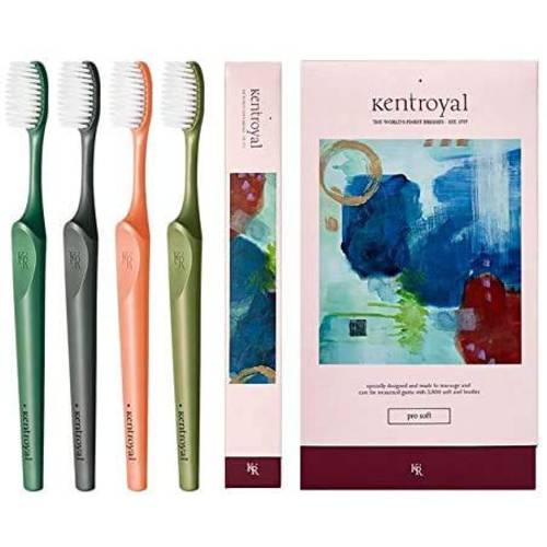 [Kent] Royal Pro Soft - Gentle Action Ultra Soft, Eco-Friendly BPA Free Toothbrush for Sensitive Teeth, Gums for Adults & Teens - 4PCS