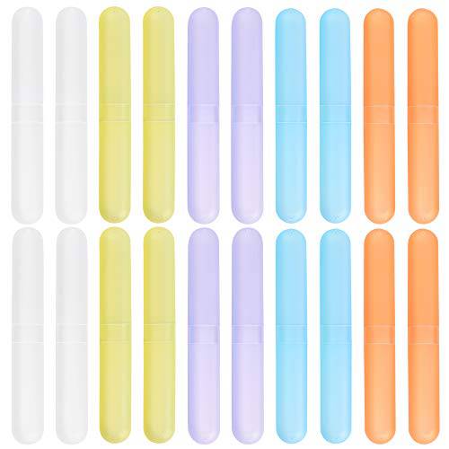 20 Pieces Toothbrush Case, Portable Travel Toothbrush Case Holder, Plastic Toothbrush Storage Container Indoor and Outdoor 5 Color As Christmas Travel Gifts