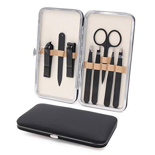 Fangze Tweezers and Fingernail Clippers - 8pcs Tweezers Nail Clippers Set Stainless Steel Manicure Set with Tweezers for Men Women, Tweezers and Fingernail Clippers with Case