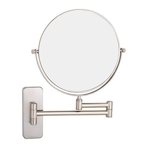 Nicesail 8 Inch Wall Mountable Mirror with 5X Magnification Brush Nickel Finish Mirror for Shaving and Makeup Mirror