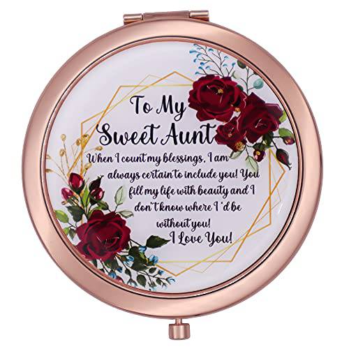 Aunt Gifts from Niece, Nephew - to My Sweet Aunt I Love You Rose Gold Compact Mirror - Gifts Aunt, Birthday, Christmas, Mother’s Day