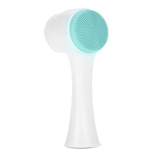 Facial Cleansing Brush, Double Sided Clean & Exfoliating & Massage Soft Bristles, Silicon Face Pore Cleanse, Blackhead, Dry or Wet Multi-Purpose(Blue)