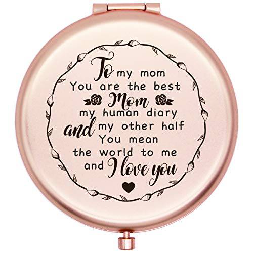 muminglong Mom Gifts Frosted Compact Mirror for Mom from Daughter Son Birthday, Ideas for Mom-Best Mom (Rose Gold)