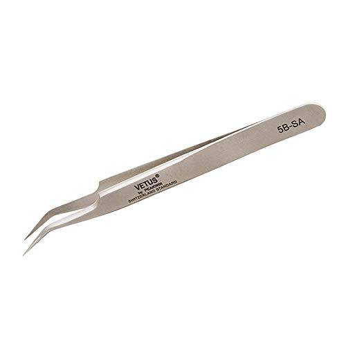 Vetus Tweezer Stainless Steel Non-magnetic Curved Pointed Tip Precision Eyelash Eyebrow Extensions Lashing Tool (5a-sa)