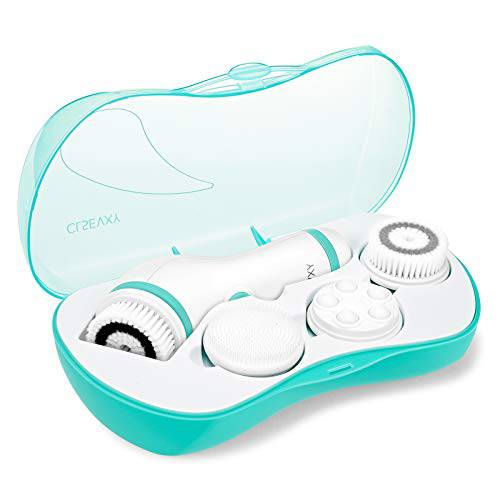 Waterproof Facial Cleansing Spin Brush Set with 4 Interchangeable Brush Heads - Electric Face Scrubber Cleanser Brush with by CLSEVXY - Face brush for Deep Scrubbing, Gentle Exfoliating and Massaging