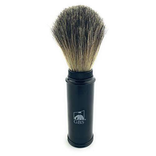 G.B.S Badger Hair Shave Brush, Perfect Travel Shaving Brush- 5.5 Tall Metal Canister Shave Brush for Ultimate Wet Experience, Modern Style Men (Silver)