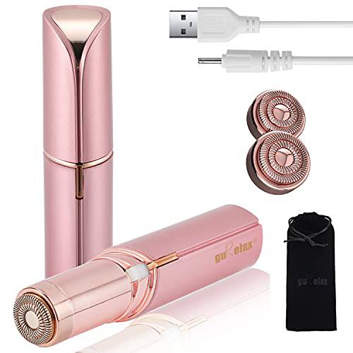 Facial Hair Removal for Women(Luxury), Hair Removal Device, GURELAX Womens Facial Hair Remover, Best Face Razors/Trimmer/Electric Shaver for Chin/Upper Lip/Peach Fuzz, Included 2 x Replacement Heads
