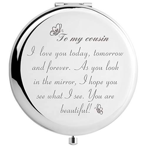Birthday Gifts for Cousin Female Unique Compact Mirror, Cousin Gifts for Women Christmas Makeup Mirror (Beautiful Cousin)