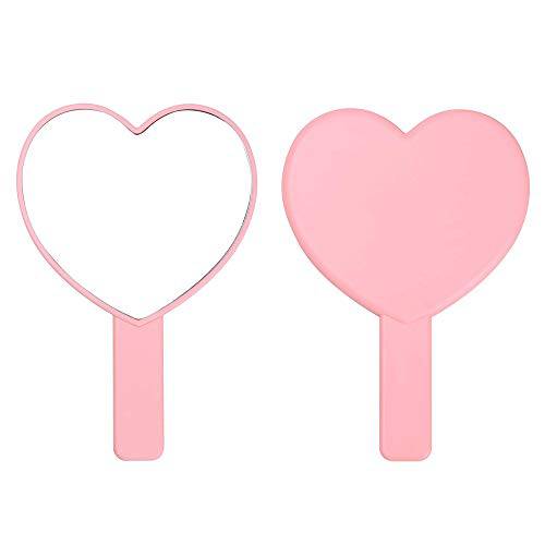 TBWHL Heart-Shaped Travel Handheld Mirror, Cosmetic Hand Mirror with Handle (Orange, 1Pack)