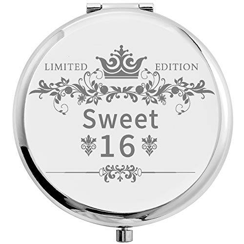 COFOZA Sweet 16 Birthday Gift Compact Pocket Makeup Mirror with Gift Box for Teen Girl Daughter Sister Girlfriend Classmate Friend Birthday Present
