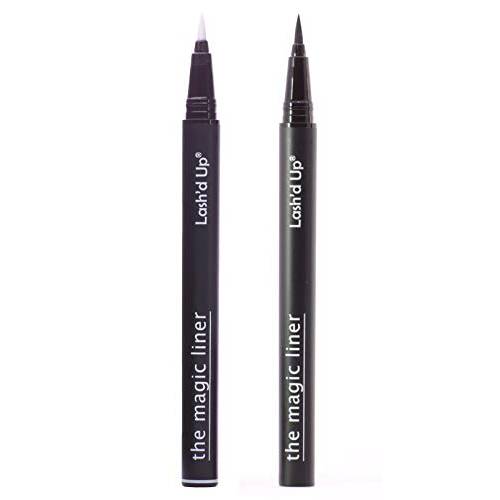 Lash’d Up Glue Liner Pen (Extra Strong, Clear & Black) Magic Self-Adhesive Eyeliner Full-size 0.032 Oz. (2 PCS, Clear & Black, Extra Strong)