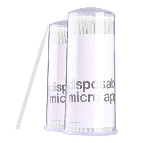 Amber Lash Disposable Micro Brushes Applicators for Eyelashes Extensions Lint-free 2mm x 200ct (White)
