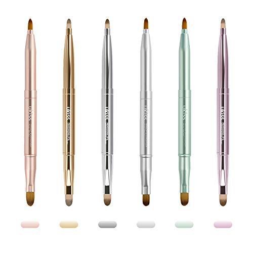 6 Pieces Retractable Lipstick Eyeshadow Foundation Makeup Brush,Lip Liner Brushes,Retractable Lip Brush,ravel Retractable Lip Brush Applicators Flat for Lipstick Gloss Creams Portable with Cap