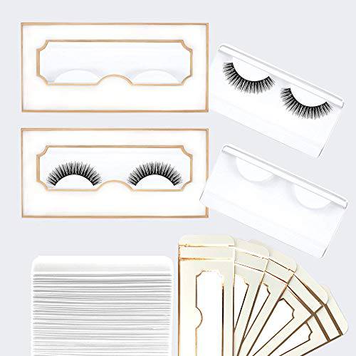 NEW-Empty Lash Boxes for Wholesale- 100 Pcs - 50 Trays/50 Empty Eyelashes Box Packaging- Soft Paper Lash Box Holographic Design for 25MM 3D Mink Strip Lashes (Silver Holographic)