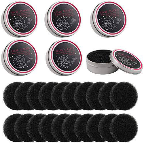 Hedume 6 Pack Color Removal Cleaner Sponge with 20 Pack Replacement Sponge, Dry Makeup Brush Quick Cleaner Sponge, Easily Clean Makeup Brushes Without Water or Chemical Solution for Travel