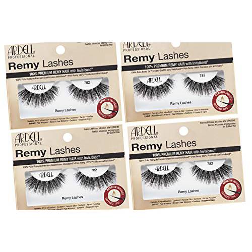 Ardell Remy Lashes 782, Premium Grade Remy Hair False Lashes with Invisiband, 4 pairs