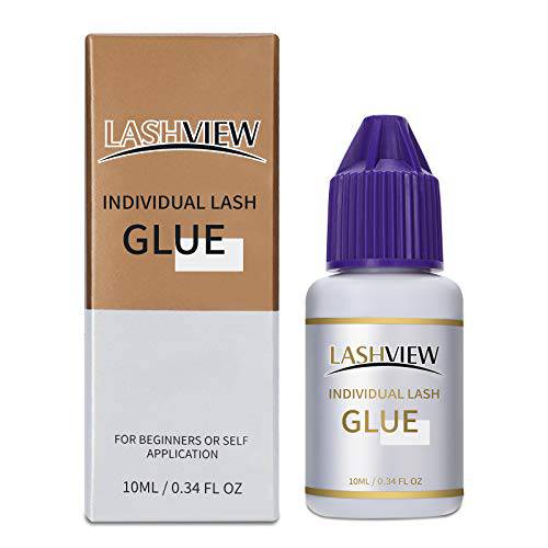 LASHVIEW Individual Lash Glue,DIY Eyelash Extension Glue,Black Eyelash Glue Adhesive for Individual Cluster Lashes,10ML