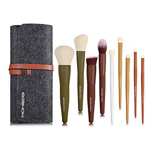 Makeup Brushes, EIGSHOW 5 Color Essential Kabuki Makeup Brush Set with Extra-soft Synthetic Fibers for Powder Blush Concealers Contouring Highlighting