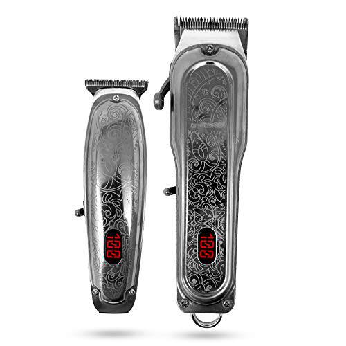 XPERSIS PRO X-1988 Combo Pack All Metal Cordless Hair Clipper + Hair Trimmer Super Heavy Duty Barber & Stylist Pro Edition + Extra Blades + Extra 4 Clipper Guards (Silver)