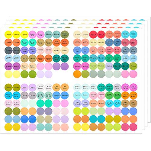 1920 Stickers 10 Sheets Essential Oils Labels Bottle Cap Stickers Lid Stickers for Rollerballs Bottles and Organizing Oils Proof Labels Stickers Waterproof Cap Stickers for Essential Oil Bottle