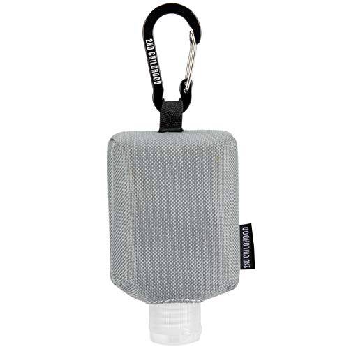 Hand Sanitizer Holder, Travel Size Bottle Case, Carrier Bag - Portable Mini Waist Bag for Liquid Storage - Clip On Belt Loop, Backpack and Purse - Includes Empty Flip Cap 2 oz. Reusable Bottle (Grey)