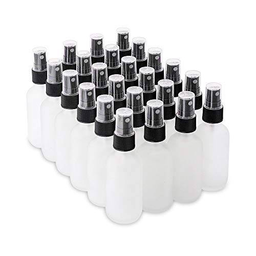 The Bottle Depot 7 Colors Available Bulk 24 Pack 2 oz Clear Frosted Glass Bottles With Spray Wholesale Quantity for Essential Oils, Serums with Pretty Frosted Finish to Protect and Preserve Quality