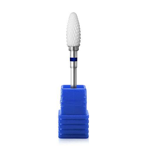 Rolabling Ceramic Nail Drill Bit Long Bullet Type 3/32 Shank Electric Nail File Bit for Manicure Pedicure Tool (Medium)