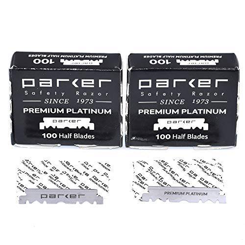 Parker Premium Platinum 1/2 Blades - for Professional Barber Razors, Shavette Razors and Disposable Blade Straight Razors that accept Half of a Double Edge Razor Blade (2)