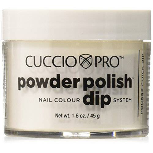 Cuccio Pro Powder Polish Dip, Nail Lacquer for Manicures & Pedicures, Easy & Fast Application/Removal, No LED/UV Light Needed, Non-Toxic, Odorless, Highly Pigmented, White, 2 Oz