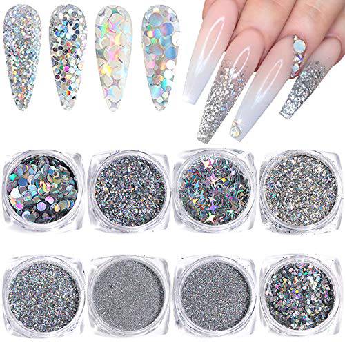 6 Grids 3D Heart Nail Glitter Sequins White Heart Nail Art Stickers Butterfly Heart Glitter Flakes Love Nail Decals Nail Heart Charms Valentines Day Nail Glitter for Acrylic Nails Decorations