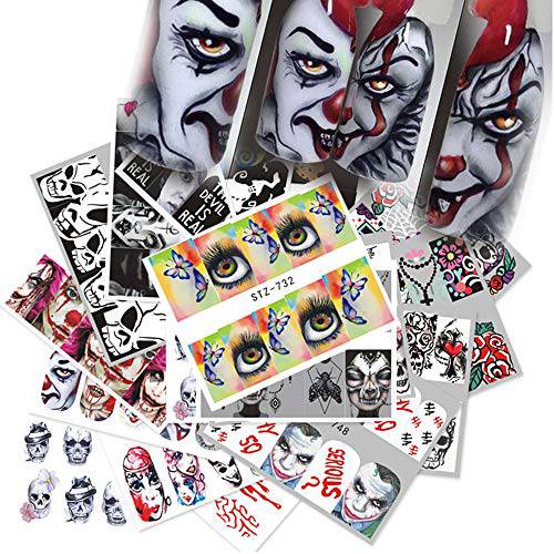 Day of The Dead Nail Stickers Halloween Nail Art Decorations Skull Nail Art Decals Ghost Web Blood Eye Spider Water Transfer Nail Accessories for Halloween Party Favors 300+Patterns Nail Decorations