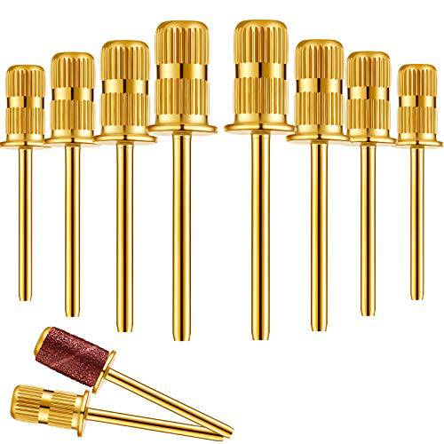 20 Pieces Replacement Nail Drill Heads Nail Drill Bits Sanding Band Shaft for Electric File Nail Sanders Manicure Pedicures (Gold)
