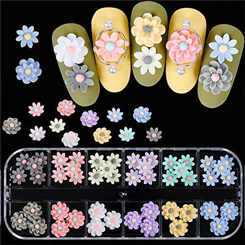 38 pcs Daisy Flower Nail Art Studs Charms Decoration 3D Multicolor Nail Flower Flat Design Glitter Decals Acrylic Nail Stud 2021 for Women DIY Manicures Jewelry Salon Nail Accessories Supplies…