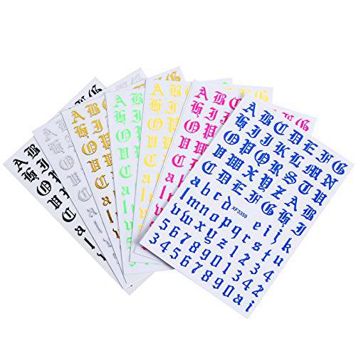 Holographic Old English Alphabet Number Nail Art Sticker Letter Word Adhesive Nail Decal Nail Wrap Manicure Salon 12color